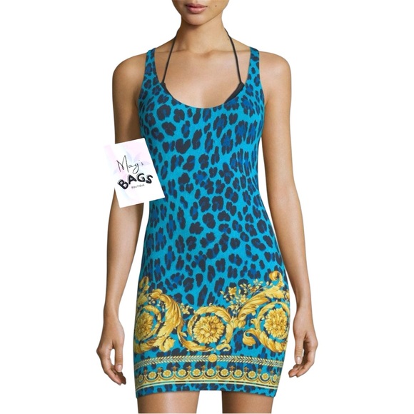 blue see through dress Bailey Rose Baby Blue Cheetah Print Mini Dress – Dolls Kill main image 0